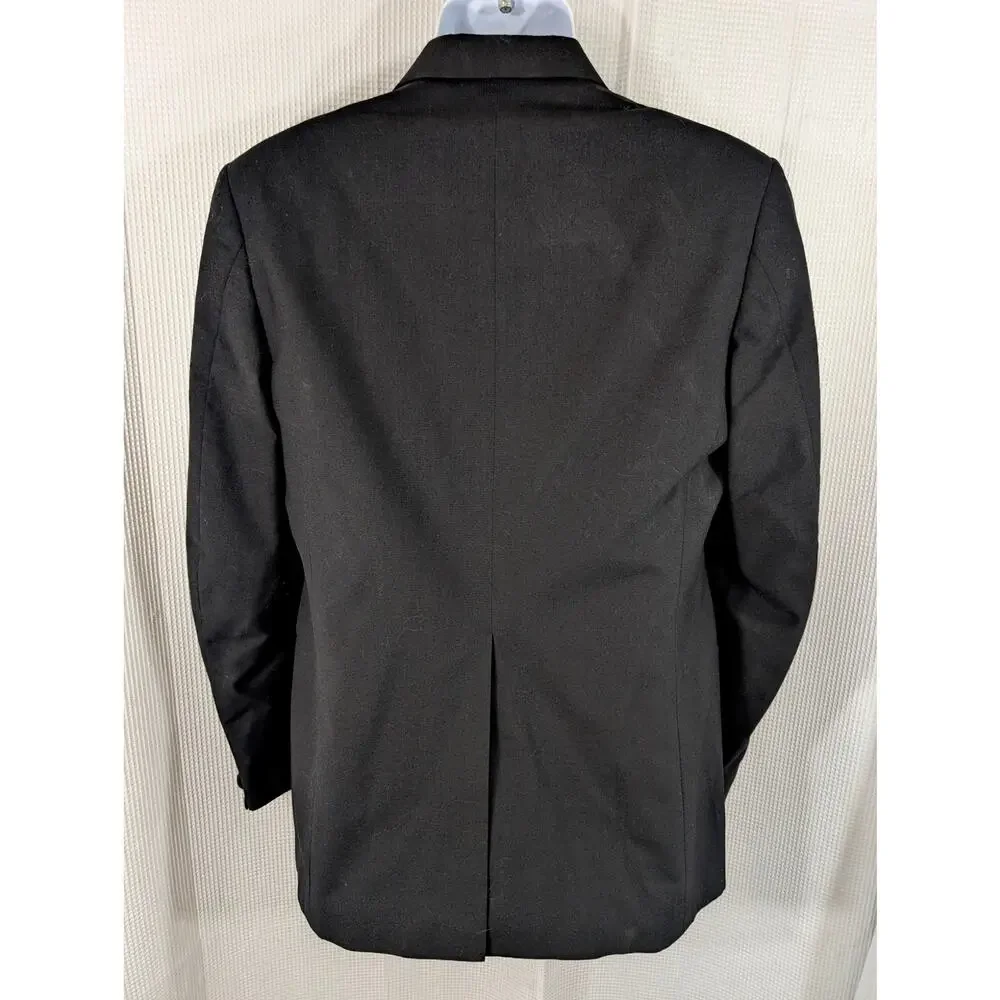 BARRY! LUXE BLACK SATIN LAPEL, ONE BUTTON FRONT TUXEDO JACKET! SIZE 38R